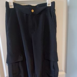 Zara Black Cargo Satin Pants